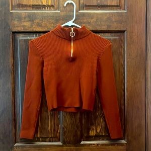 Burnt orange/burgundy quarter zip sweater